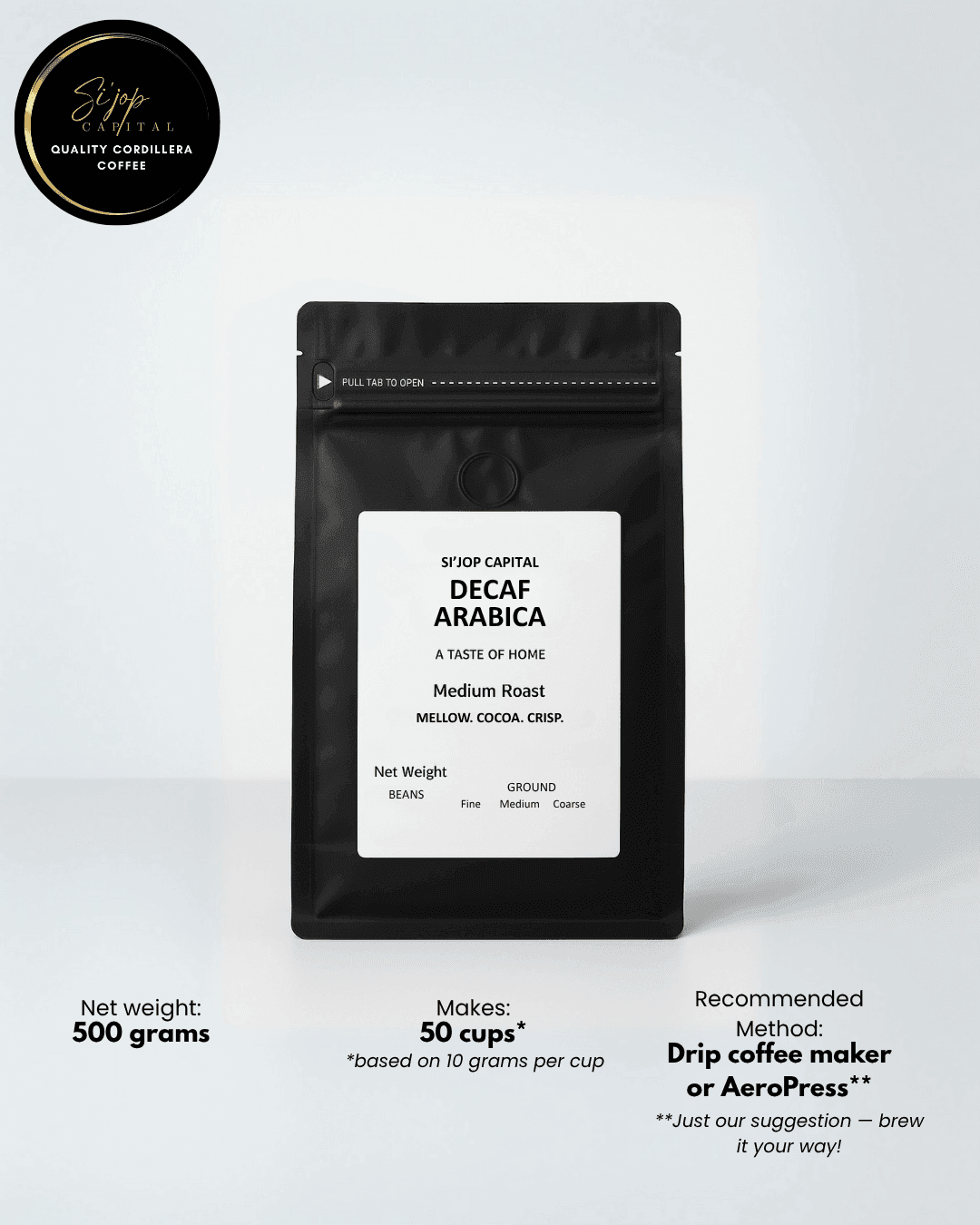 Decaf Arabica 500 grams (Pre-order Only) - Si'jop Capital Specialty Coffee